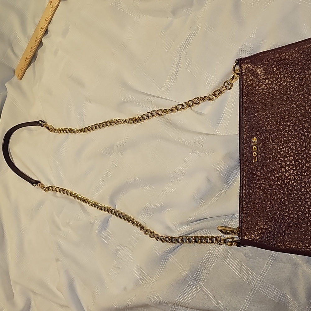Lodis Deep Plum Convertable Clutch Multi Functional Chain And Leather Strap - Picture 8 of 16